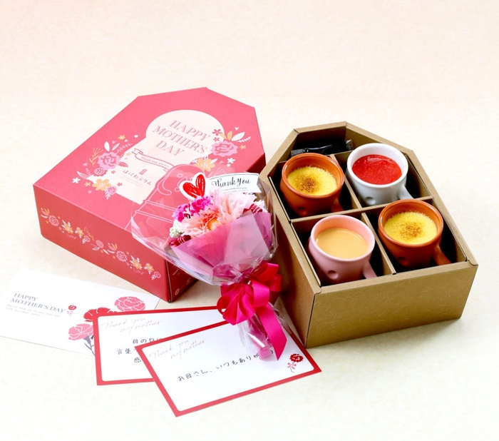 フェイクミニブーケ&母の日限定プリンセット(4個セット)