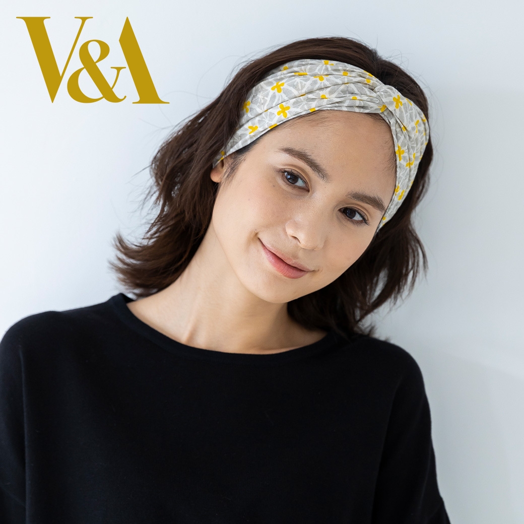 ブロックプリントヘアバンド フローラルタイル柄