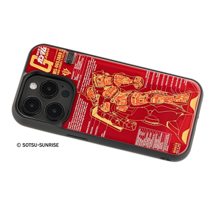 FLASH シャア専用ザク 基板アート iPhone 15Proケース ななめ