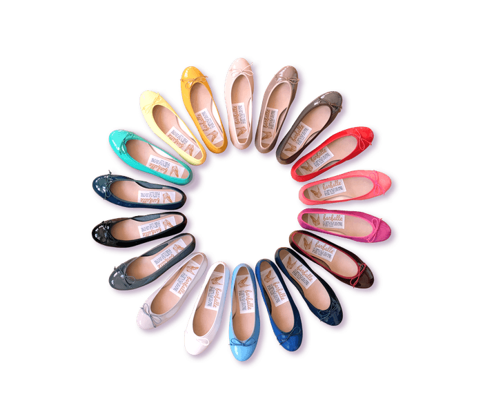 カラーバリエーション豊富なファルファーレの定番エナメルバレエシューズ