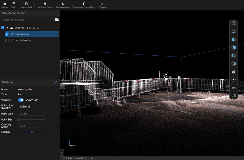 専用ソフト「PointClouds Studio」処理後の画面
