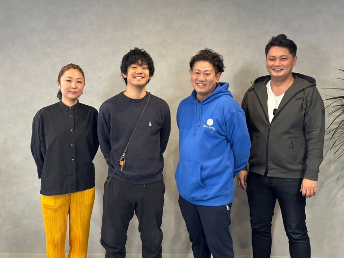 左から 西田美樹さん(株式会社PCO 代表取締役社長)、大場由太さん(フリーランスイベンター)、大野海さん(SEKAI HOTEL Takaoka 代表取締役)、松原悠大さん(まちめぐりとやま実行委員長)