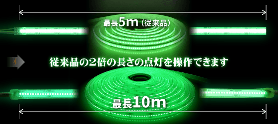 従来の2倍の10mまで点灯