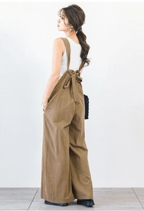 ［La-gemme］バックリボン ワイドサロペット