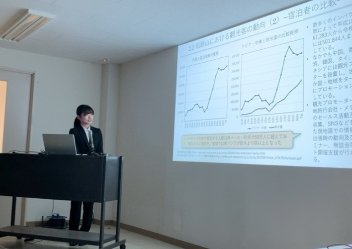 令和6年(2024年)に調査結果をゼミ生が和歌山市役所でプレゼンした際の様子