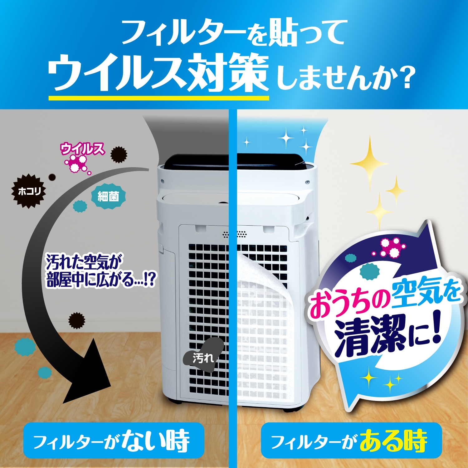 ウイルス対策ホコリとりフィルター 空気清浄機用