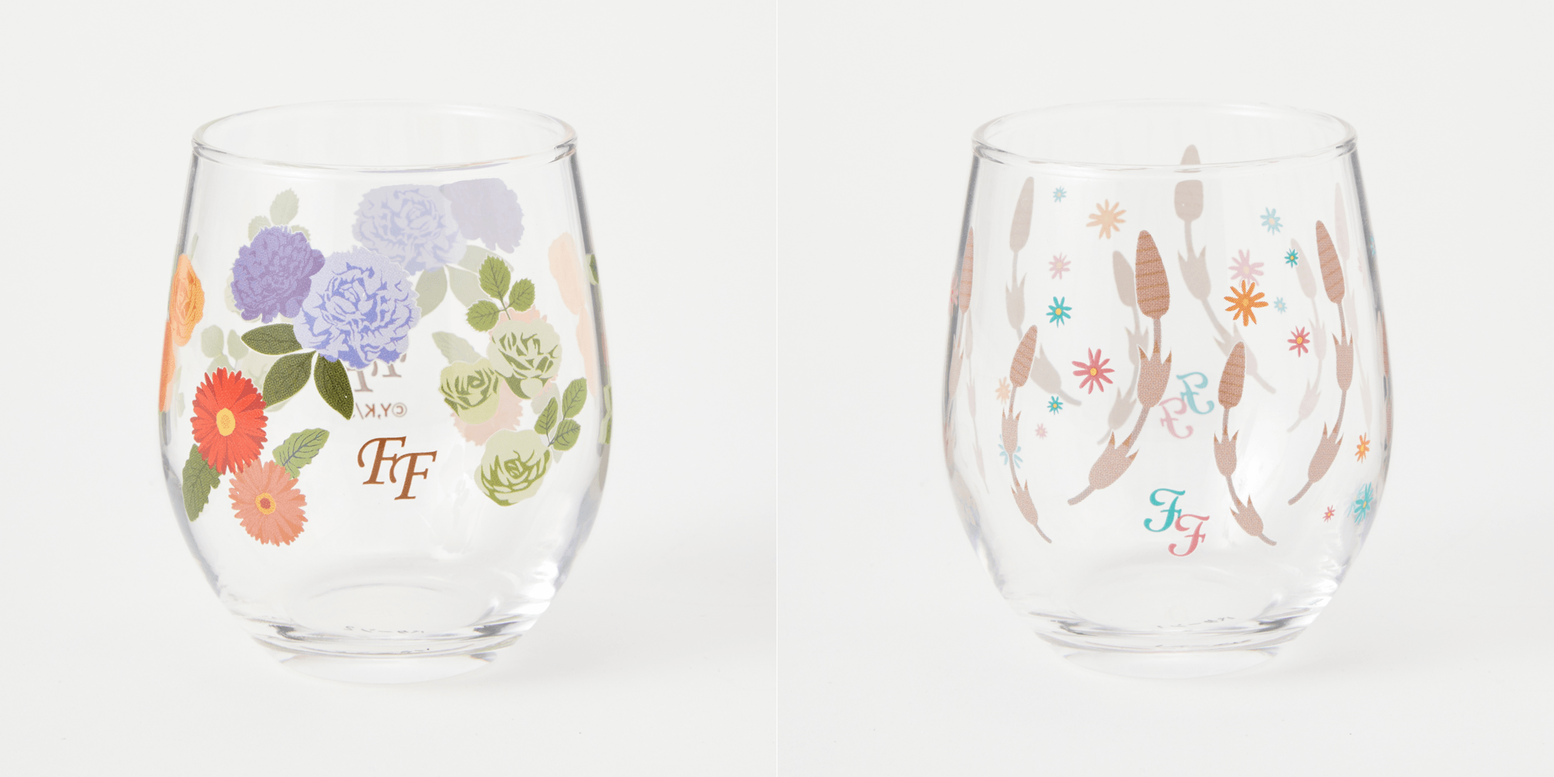 左:グラス<A> 2,420円 右:グラス<B> 2,420円 (C)神尾葉子/集英社