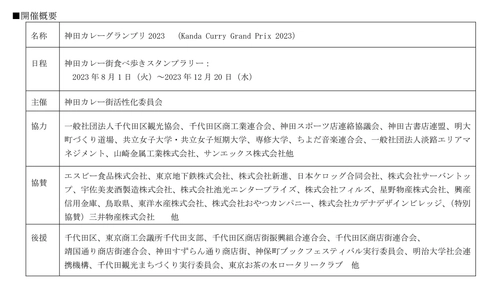日本最大級といわれる“カレーの街”神田で 8月1日「神田カレー街食べ歩きスタンプラリー2023」が開幕！ 今年は千代田区観光協会観光大使の「リラックマ」、 「北斗の拳」とのコラボで楽しさ3倍！