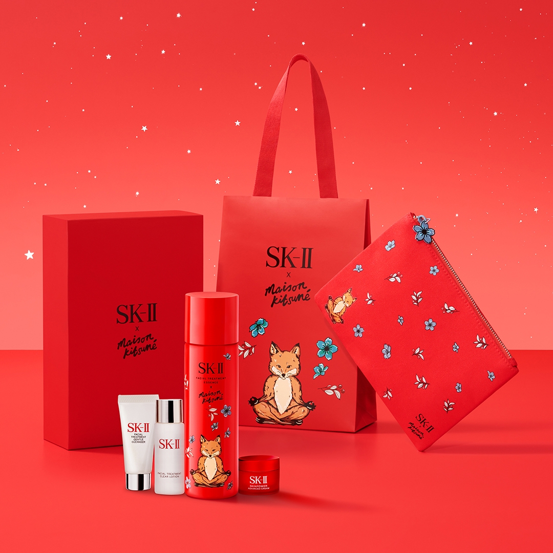 <エスケーツー>フェイシャル トリートメント エッセンス × メゾン キツネ ホリデーリミテッドエディションコフレ(レッド)