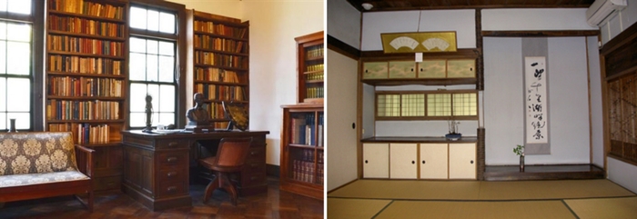 (左)我孫子市杉村楚人冠記念館 (右)旧村川別荘