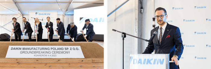 ポーランド共和国のヴァルデマール・ブダ開発技術大臣(写真右)出席のもと4月4日に執り行われた地鎮祭の様子