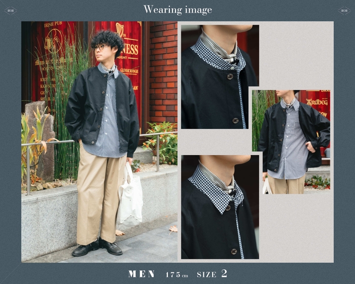 #-34 2way detachable collar gingham check shirt (Black)