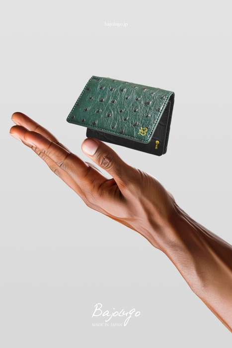オーストリッチ型押し/グリーン×クロコ型押し/ブラック