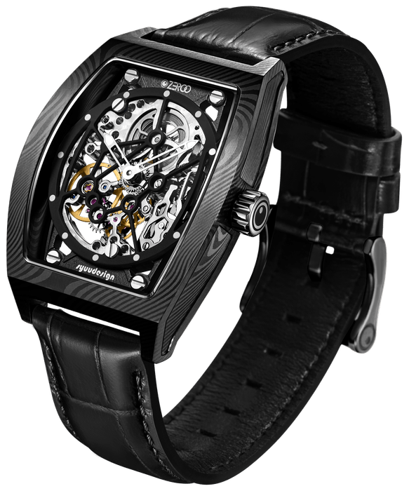 ZEROO M1D THE AURIGAダマスカス鋼ケースのトノー型メカニカルスケルトンウォッチ(3)
