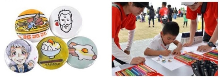 缶バッジの完成イメージ/ワークショップの様子