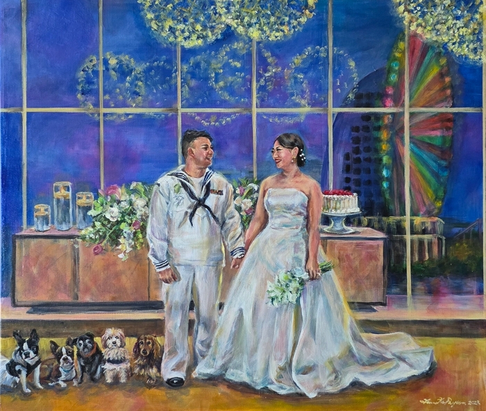 大切な家族であるペットも写真から絵に加えることができます