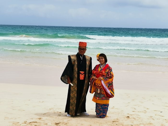 第一号ご成婚カップルの琉装でのブライダルフォト撮影