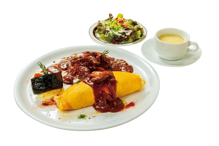 浅草 キッチン大宮「秋きのこビーフストロガノフ(オムライス、スープ、サラダセット)」