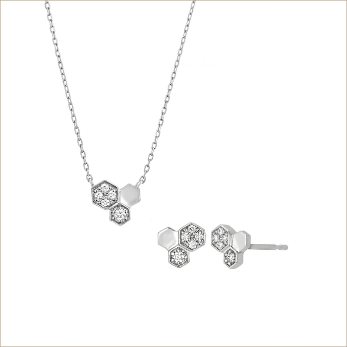 Pt950/Pt850 ダイヤモンド ネックレス、ピアス