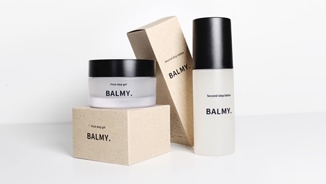 「BALMY.」の導入美容液「First step gel」(左)と保湿化粧水「Second step lotion」(右)