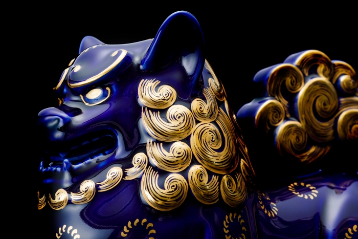 ルリ金獅子 置物