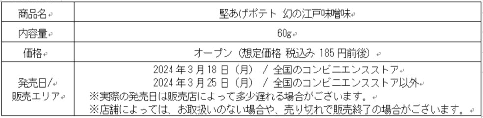 堅あげポテト 幻の江戸味噌味 商品概要