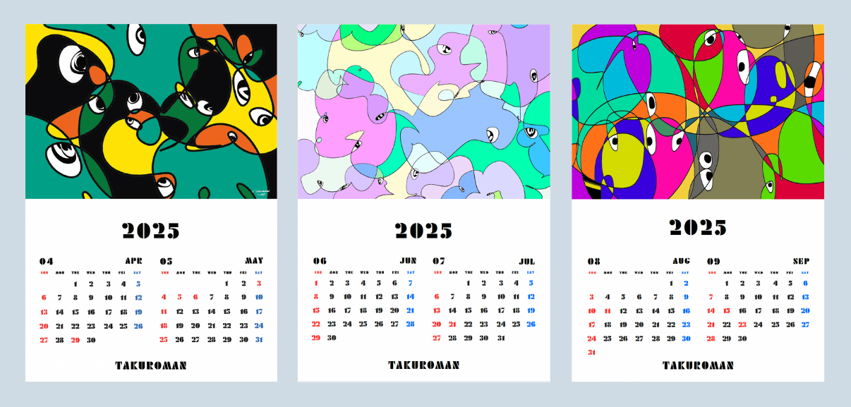カレンダー全6種(2025年4・5月〜2026年2・3月)