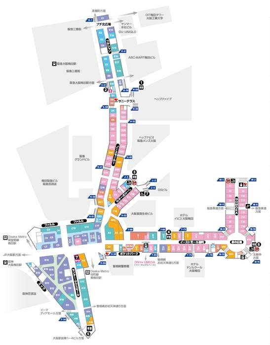 ホワイティうめだ フロアマップ