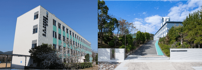 支援制度の対象となる近畿大学附属新宮高等学校・中学校（左）、近畿大学附属豊岡高等学校・中学校（右）