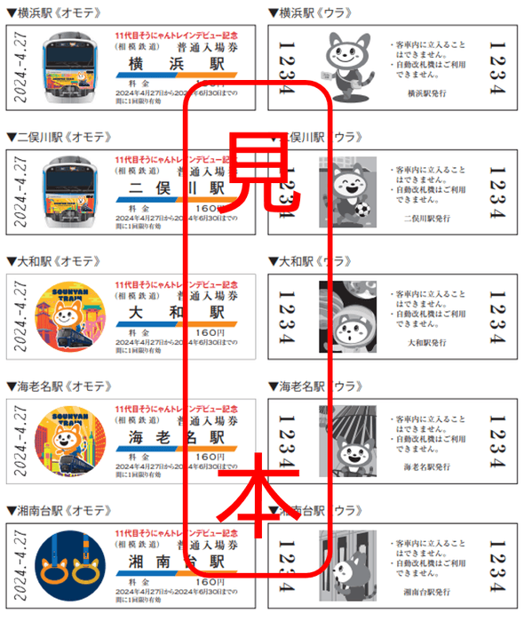 「D型硬券普通入場券」（イメージ）
