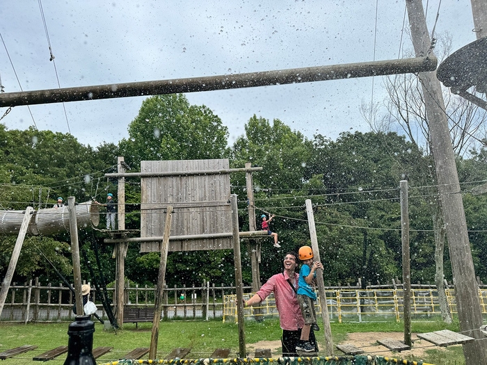 ▲超絶!びしょ濡れアスレチック!