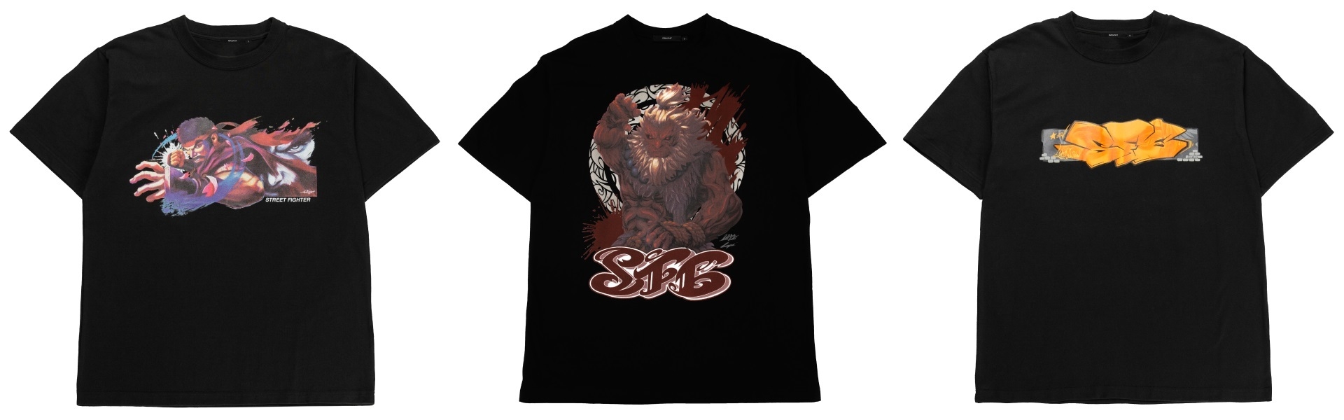 「ストリートファイター6」ミューラルアート プリントTシャツ(リュウ/豪鬼/ルーク)