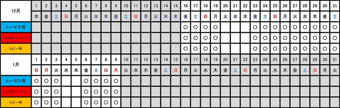 運転日カレンダー