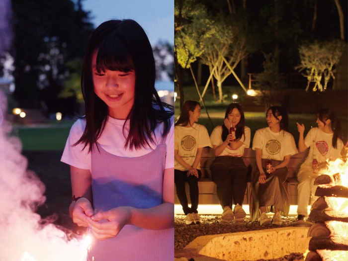 夏の花火とキャンプファイヤー