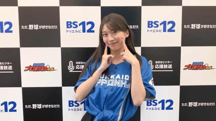 ファイターズ応援放送出演時の牧野さん(2023年6月27日撮影)