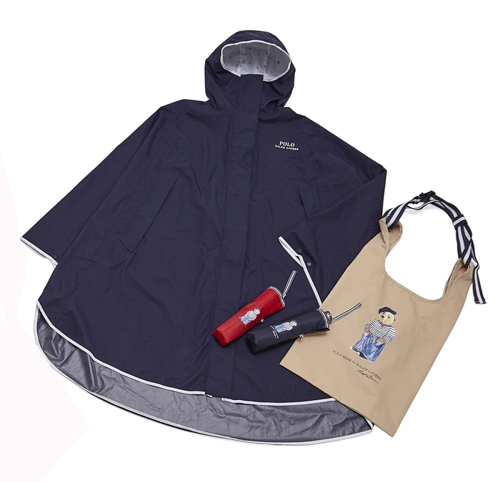 使いやすいレインポンチョ&ポロ ベアがポイントのレインバッグ、おりたたみ傘