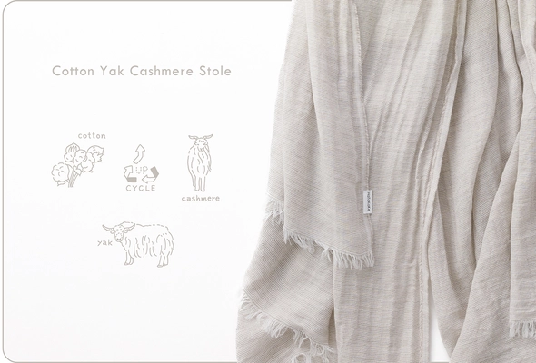 播州織リラックスウェアブランド「HaTaKaKe」より、 優しい肌ざわりのコットンyakカシミヤストールを発売