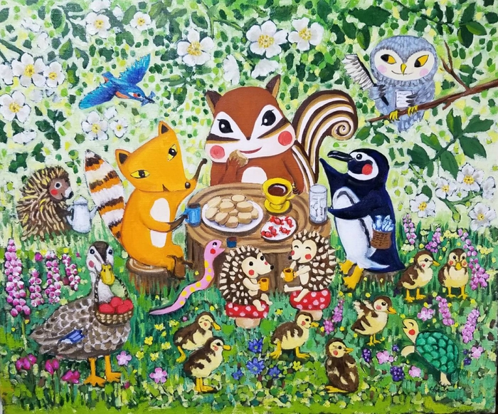 「春のお茶会」油彩12F 528,000円(税込)