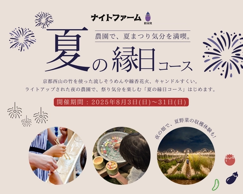 京都・大原野の夜の農業体験イベント「ナイトファーム」 夏の縁日コース 8月3日(日)～31日(日)開催
