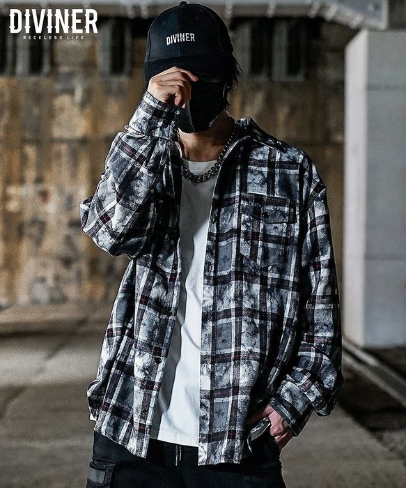 Pasting Logo Plaid Shirt(ブラック)