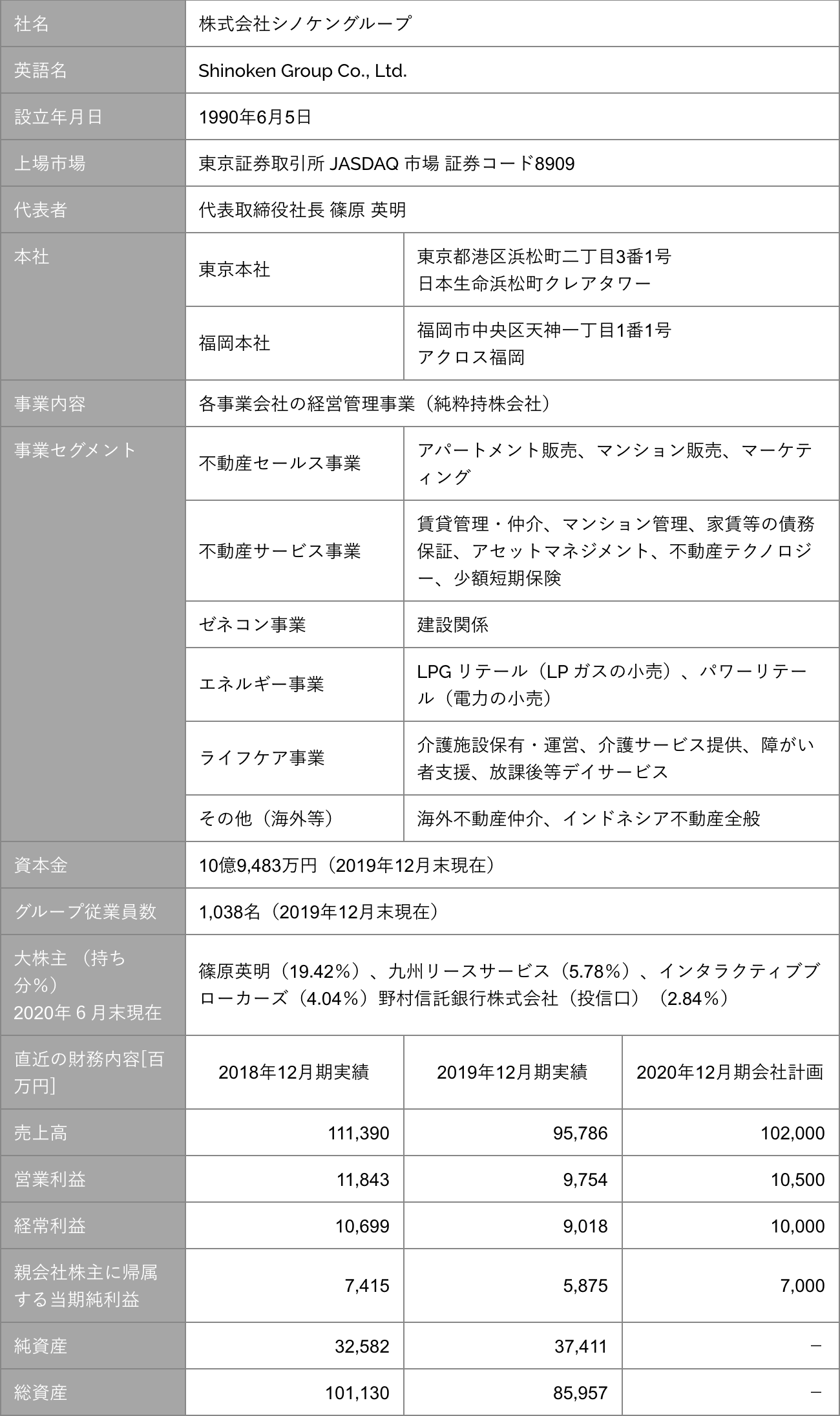 シノケングループの概要