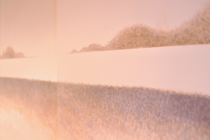 仁藤独自のタッチが生み出す、独自の雰囲気。ベタッと塗るのではなく、繊細なタッチを細かく塗り重ねて生み出される