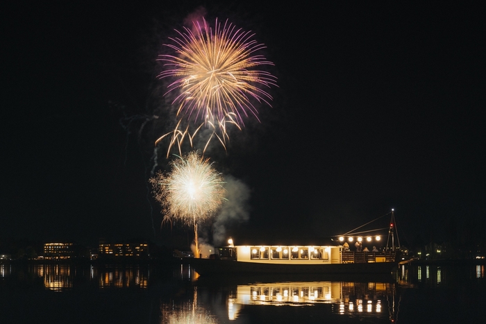 河口湖花火の風景