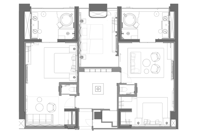 2室およびホワイエ 平面図