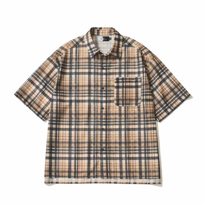 半袖メッシュ総柄シャツ BEIGE