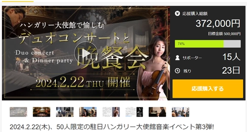 東京・三田の駐日ハンガリー大使館で音楽イベントを2月22日開催　 Makuakeにて参加者募集中　 ～売り上げから義援金を令和6年能登半島地震の被災地へ寄付～