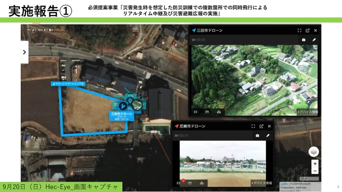 <実証報告書より抜粋:防災訓練におけるHec-Eye活用時の画面キャプチャ>