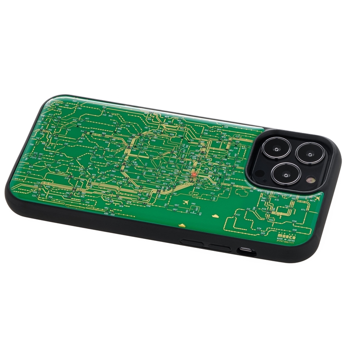 FLASH 東京回路線図 iPhone 13Pro Maxケース 緑 ななめ
