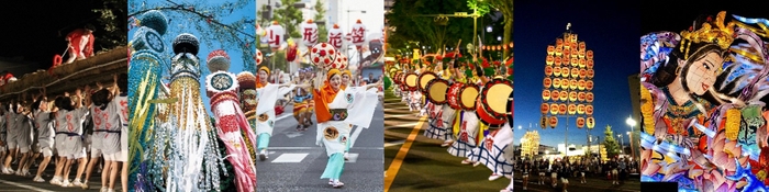 東北6大祭りイメージ(写真提供:福島わらじまつり実行委員会/宮城県観光プロモーション推進室/ 盛岡さんさ踊り清流)