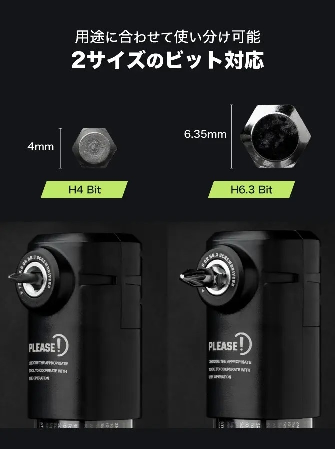 2サイズのビット対応